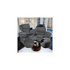 Recliner Sectional Sofa, Microfiber Manual Reclining Sectional Couch with Cup Holders, Living Room/Office (Gray)