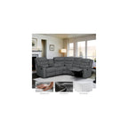 Recliner Sectional Sofa, Microfiber Manual Reclining Sectional Couch with Cup Holders, Living Room/Office (Gray)