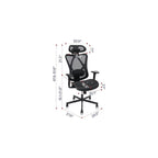 Ergonomic Mesh Office Chair with Adjustable Lumbar Support, Headrest, Armrests, and Heavy Duty Casters for Home, Office, Gaming - Black, Metal, Mesh