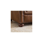 ONBRILL Classic Genuine Leather Sofa with Nailhead Trims, Dark Brown