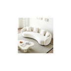 101.57" Curved Sofa Couch for Living Room Modern Boucle Couch with 4 Throw Pillows 4 Seater Cream Upholstered Sofa for Living Room, Office