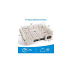 MUUEGM 102" Sectional Sleeper Sofa with Pull-Out Bed 8 Seat Modern U-Shaped Modular Couch Reclining Backrest, USB Ports, LED Light, Side Table, Storage Seat, Tool-Free Assembly, Chenille Beige