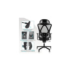 Ergonomic Mesh Office Chair with Adjustable Lumbar Support, Headrest, Armrests, and Heavy Duty Casters for Home, Office, Gaming - Black, Metal, Mesh
