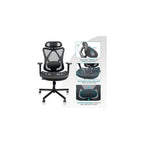 Ergonomic Mesh Office Chair with Adjustable Lumbar Support, Headrest, Armrests, and Heavy Duty Casters for Home, Office, Gaming - Black, Metal, Mesh