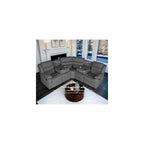 Recliner Sectional Sofa, Microfiber Manual Reclining Sectional Couch with Cup Holders, Living Room/Office (Gray)