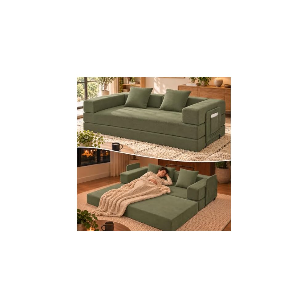 King Oasis 79" Convertible Futon Sofa Bed, Boneless Couch for Living Room