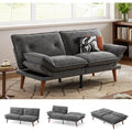 LINSY HOME Futon Sofa Bed, 70" Chenille Futon Couch with Adjustable Backrest Armrest, 3 in 1 Convertible Comfy Loveseat Sleeper Sofa Bed for Small Spaces Dorm Room Apartment Home Office(Dark Grey)
