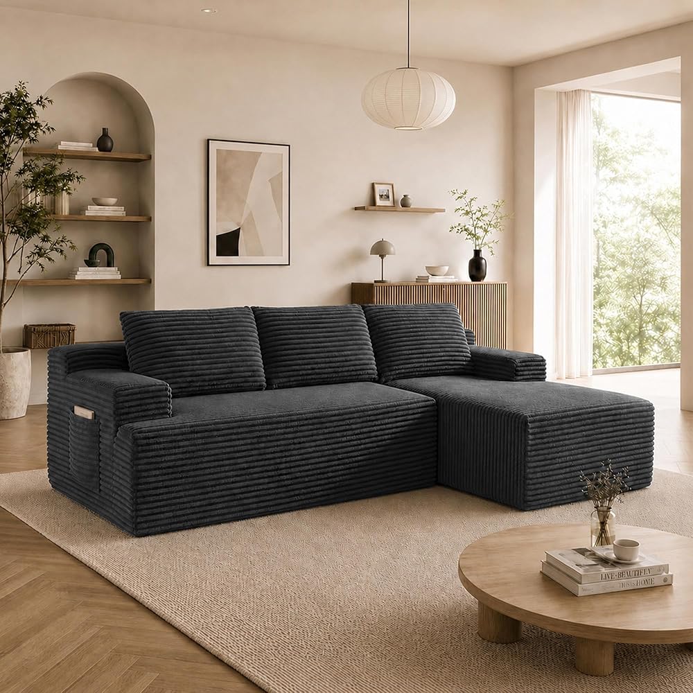 Boneless Couch Comfy Sectional Couches for Living Room,U Shaped Modular Cloud Couch Sofa, Minimalist Modular Sectional Sofa with Deep Seat